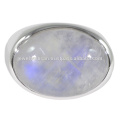 Natural Arco iris piedra de luna de piedras preciosas 925 anillo de plata de ley
